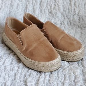 Bella Marie suede platform espadrille tan loafers size 6 1/2